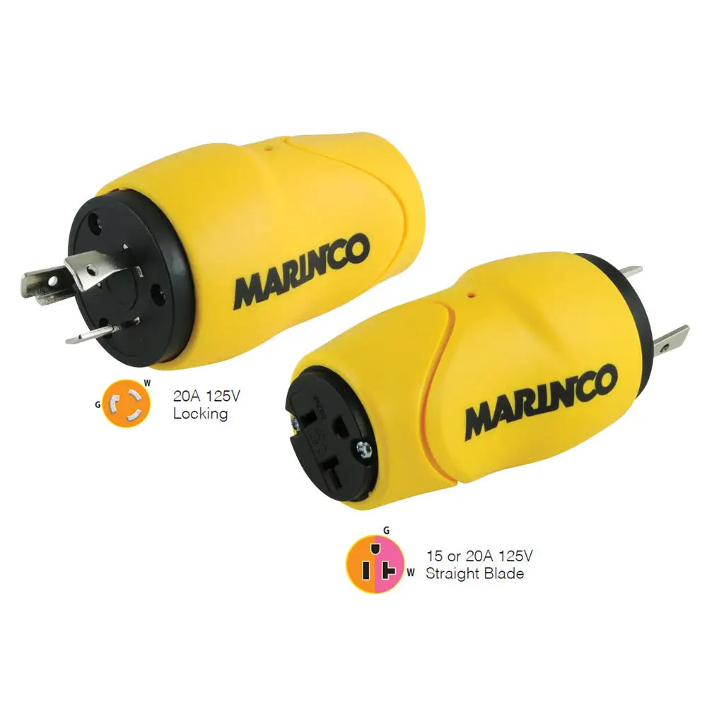 Marinco Straight Adapter 20Amp Locking Male Plug to 15Amp